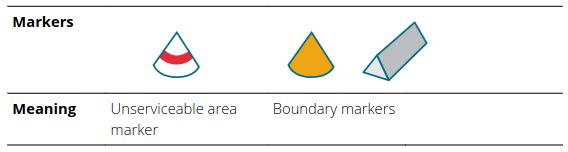 Control markers for unserviceable area